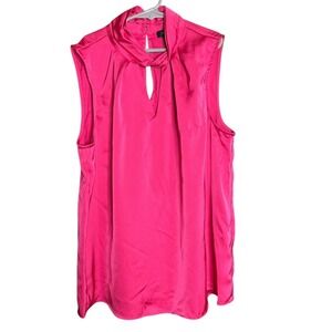 Halogen Women's Twist Mock Neck Sleeveless Satin Top Pink Small Career